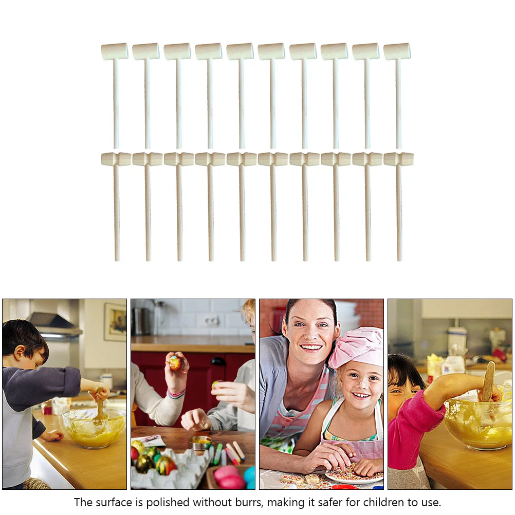 

20 Pcs Small Wooden Hammer Toys Handmade Mallets Children DIY Tools Smooth Surface Safe Mini Hammers Easy Clean Lightweight
