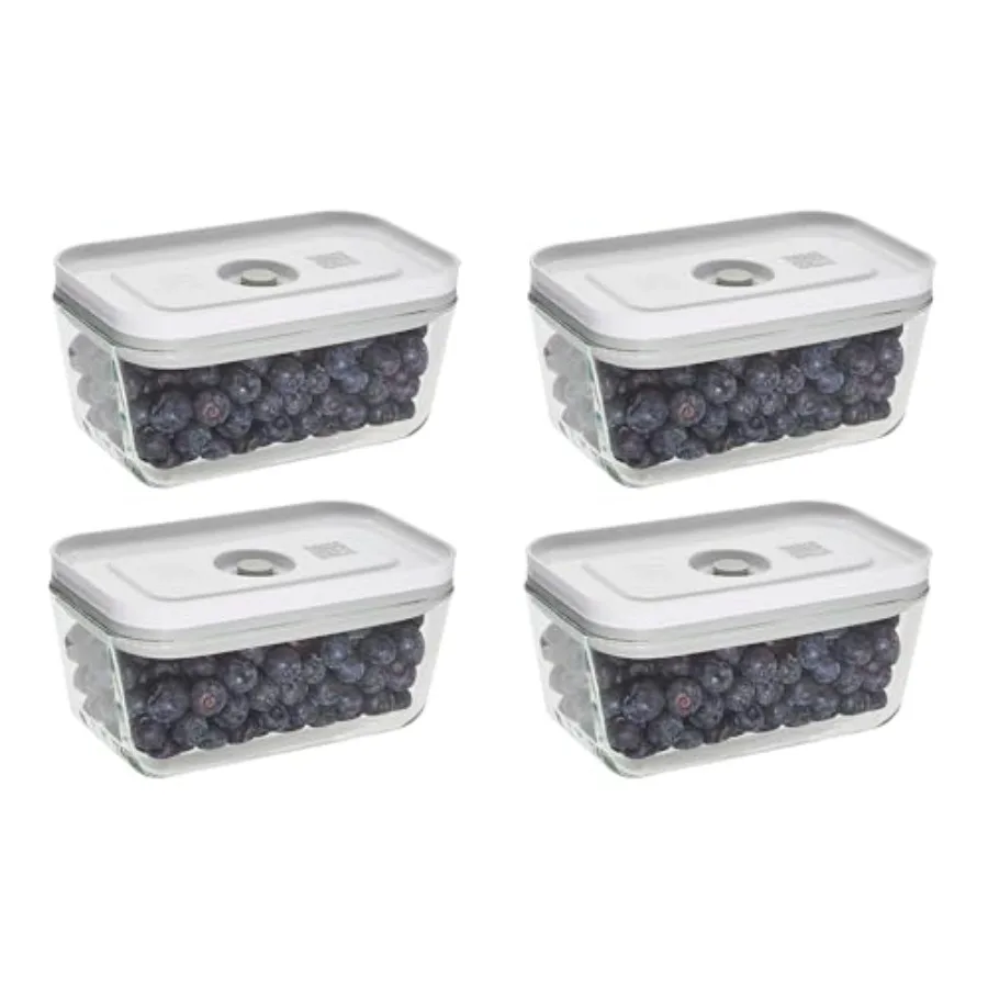 

4-piece Small Glass Vacuum Sealer Food Storage Containers with Airtight Lids for Kitchen Refrigerator Use Transparent Leak-Proo