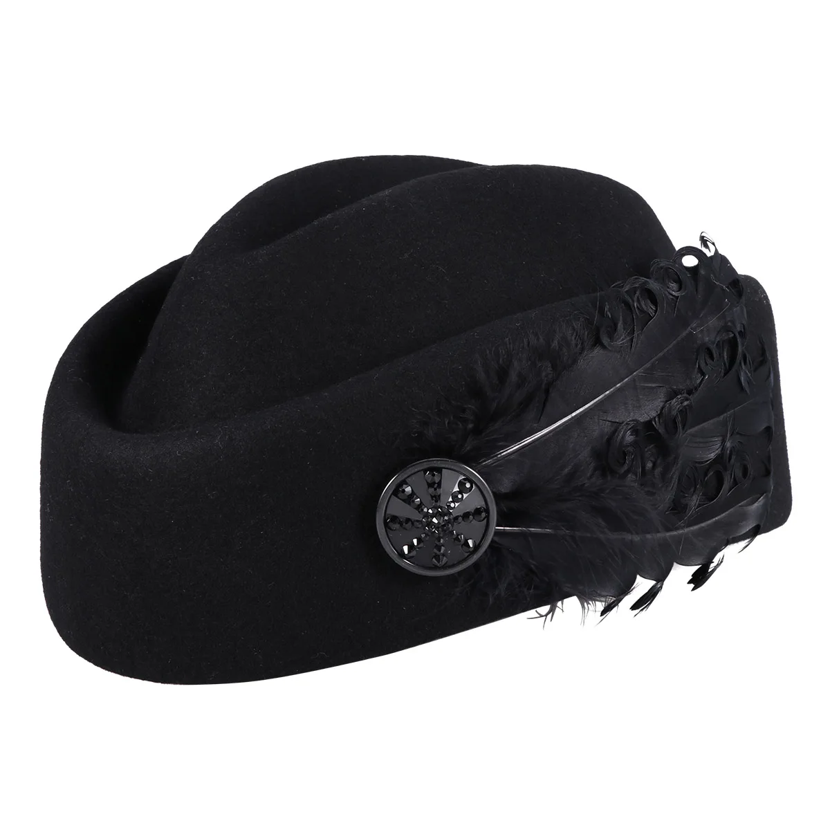 

Has Retro Hat Vintage Women Beret England Hats Black Wool Berets Women's