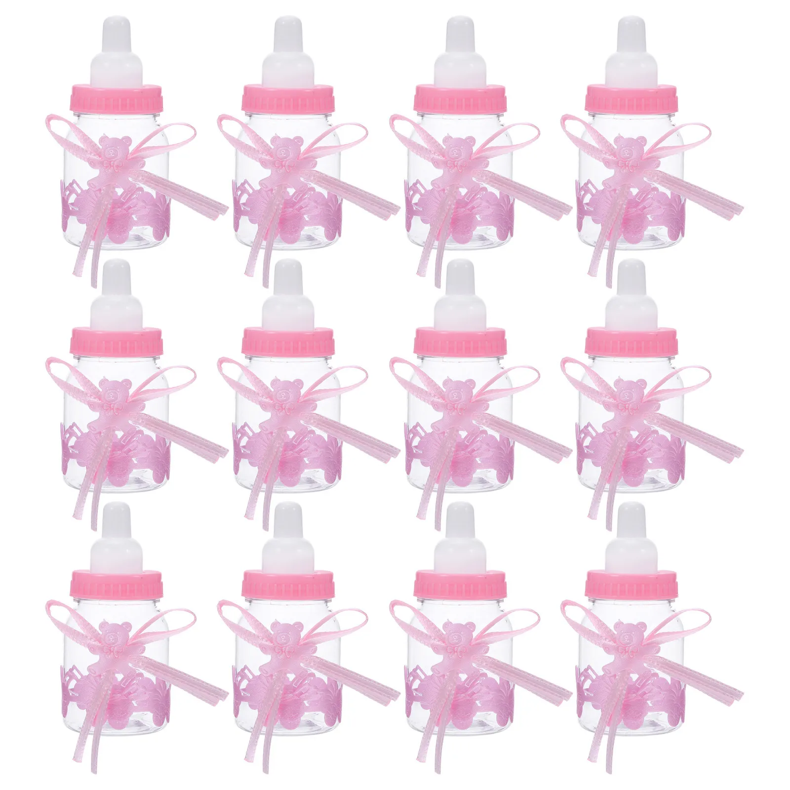 

12Pcs Baby Shower Candy Jars Small Plastic Baby Bottle Containers Empty Refillable Feeding Bottles Ribbon Party Favors