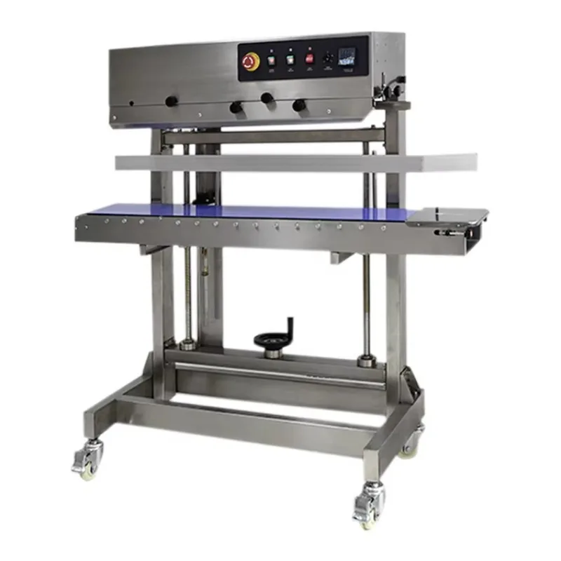 

Heavy 10-50kg Large Food Snack Plastic Bag Band Sealer Film Vertical Wide Type Continuous Sealing Machine