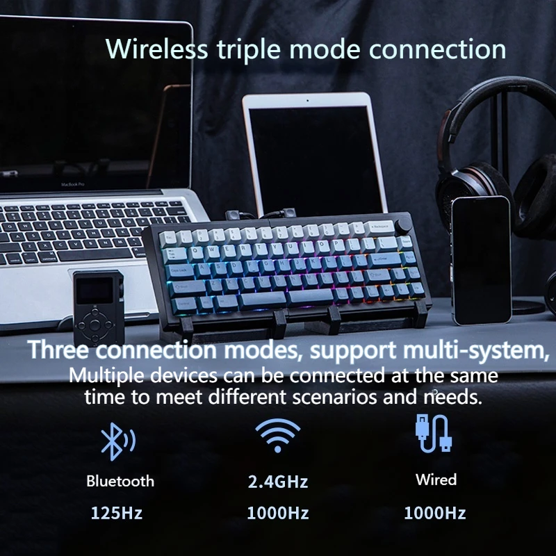 Split65 Split Wireless Mechanical Keyboard Customized Tri-Mode Full Key Hot Plug Macro Program Backlight Effect Gaming Keyboard