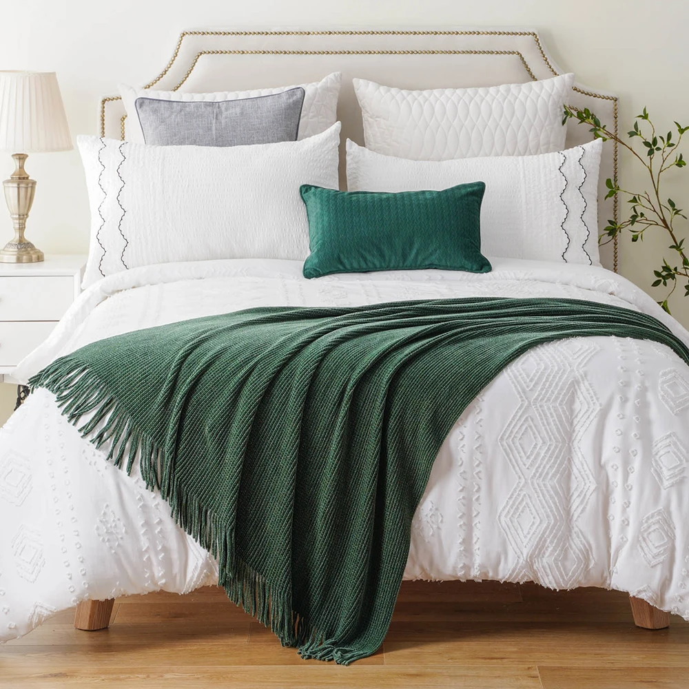 Battilo Chenille Knit Blankets with Tassels Caramel Plaid Throw Blanket for Bed Couch Decorative Sofa Blanket Bedroom Fall Decor