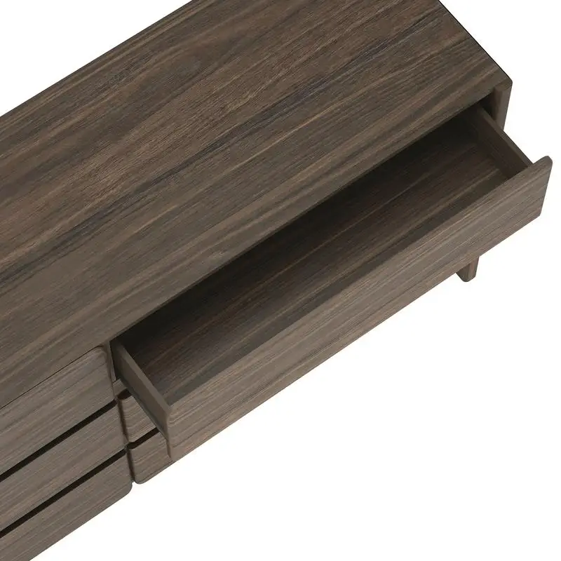 خزانة مزدوجة واسعة مقاس 72 بوصة باللون البني الجوز مع 6 أدراج