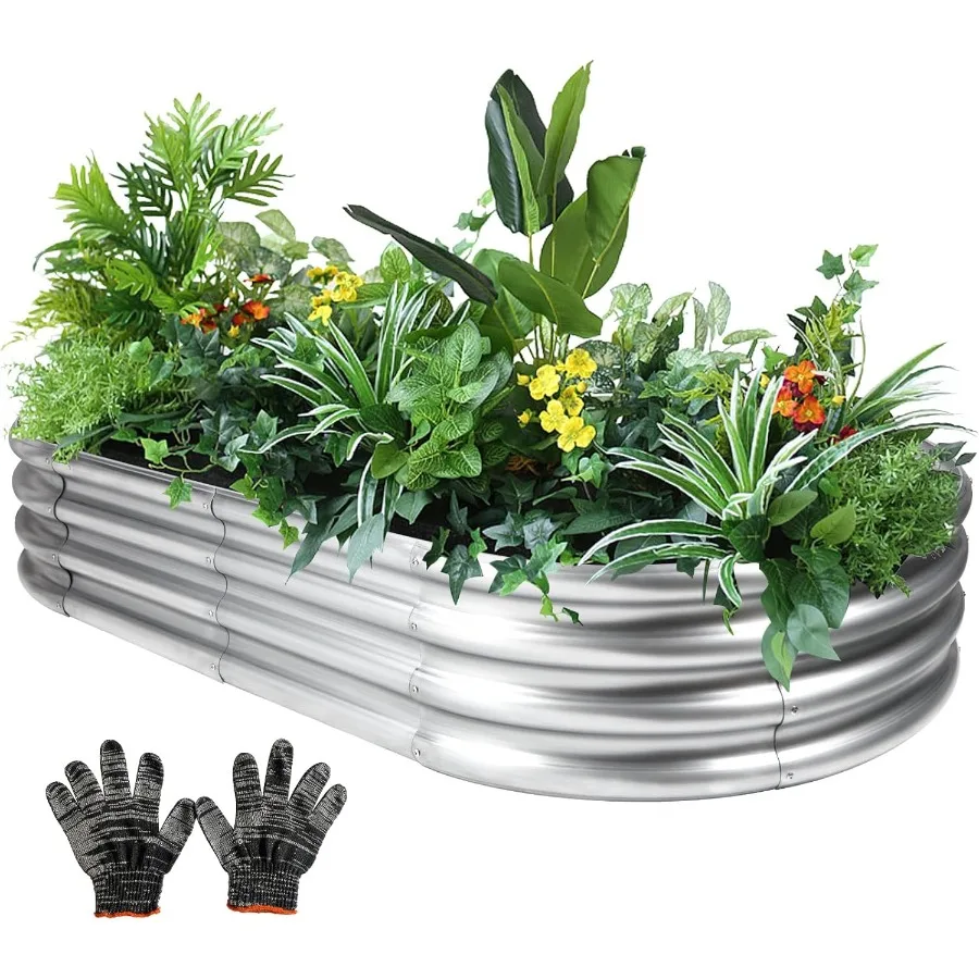 

Raised Garden Bed Galvanized Planter Raised Beds for Outdoor 6x3x1ft Vegetables Flowers and Herbs Heavy-Duty Metal Raised Garde