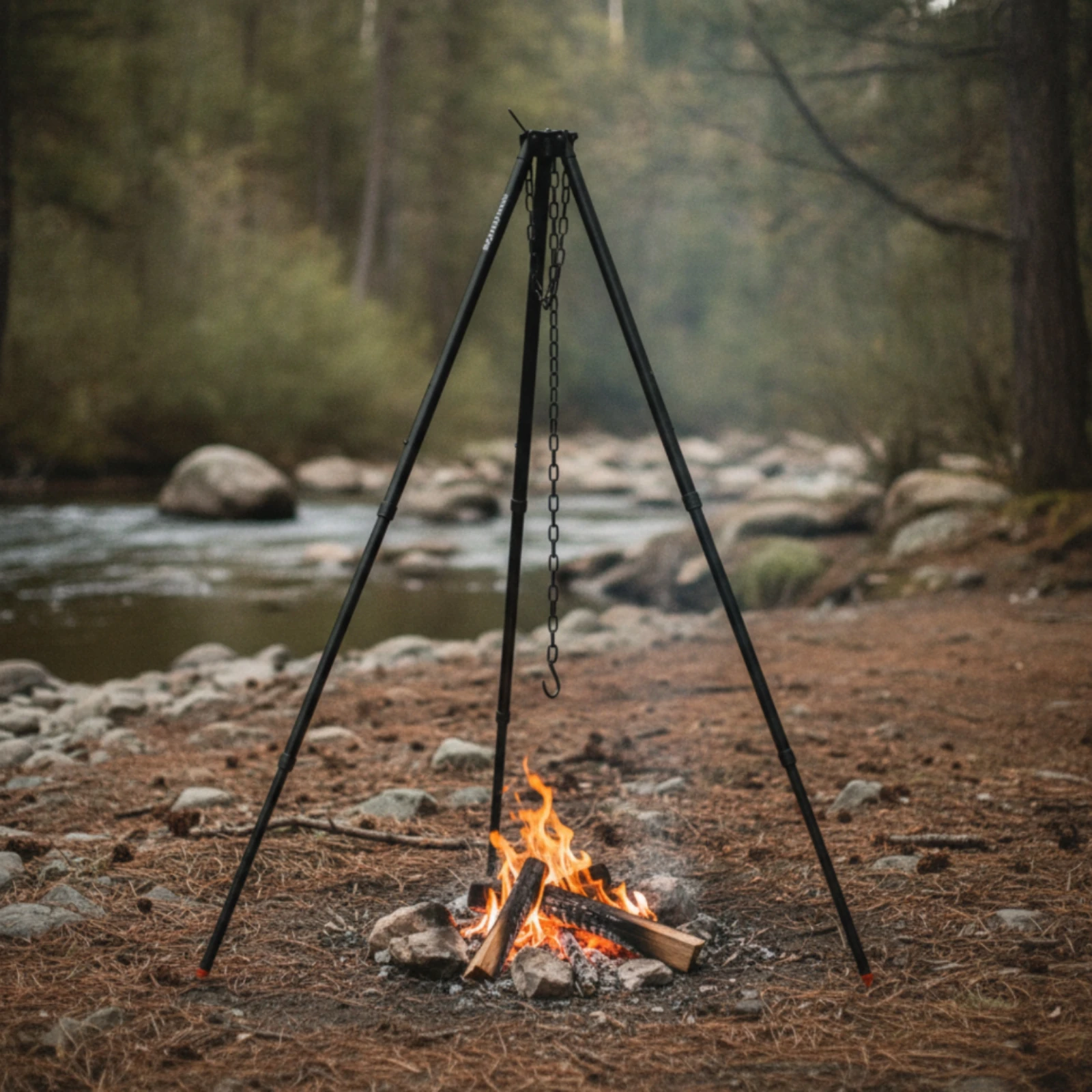 チェーン付きキャンプ三脚、伸縮式キャンプ調理用三脚、吊り下げ - Camping Cooking Pot Tripod のレビューと価格