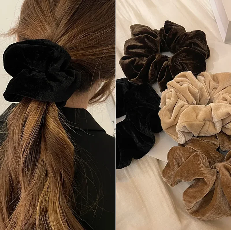 New Korean Fashion Simple Elastic Hair Bands Big Size Elegant Velvet Rope Ties for Girls Headwear Women Hair Accessories