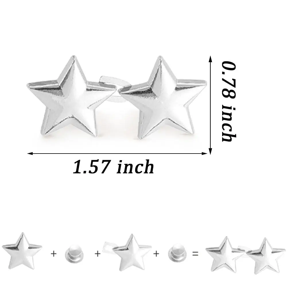 4 Sets Adjustable No Sewing Required Star Metal Buttons Reusable Pentagram Pant Waist Tightener Button for Clothing Accessories
