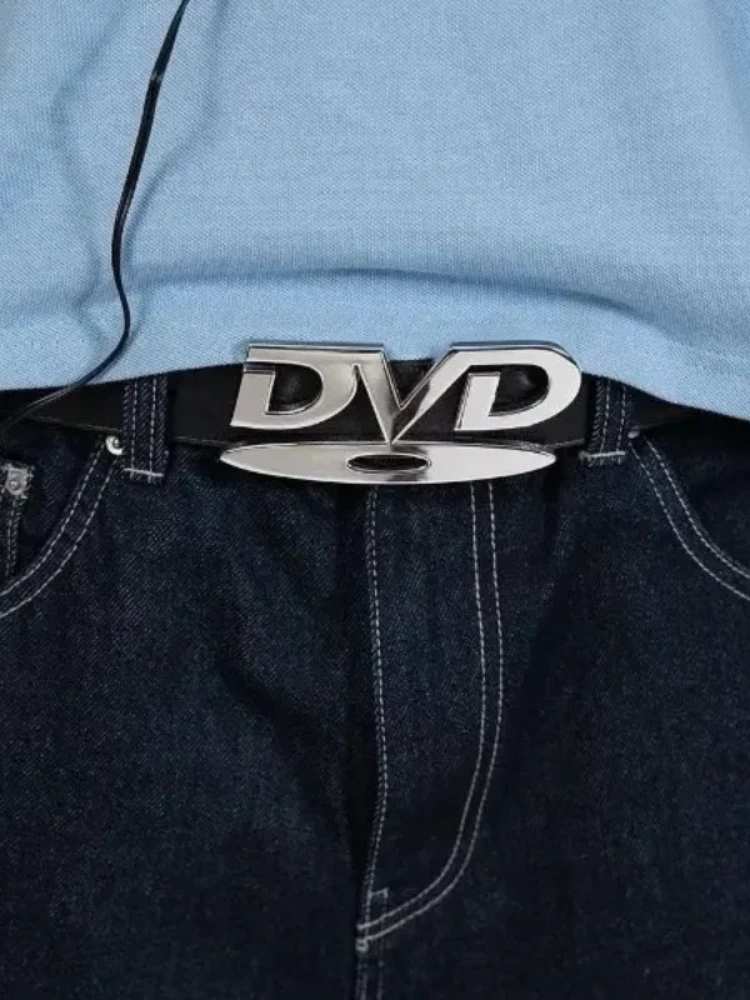 Unisexowy pasek z klamrą w stylu DVD – Stylowa dekoracja, wszechstronny, wygodny pas – Idealny dla kobiet i mężczyzn do noszenia na co dzień