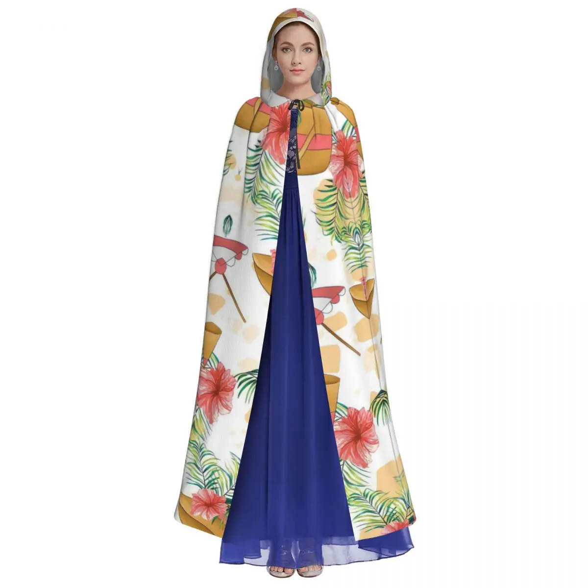 Summer Elements Flowers And Foliage Hooded Cloak Polyester Unisex Witch Cape Costume Accessory