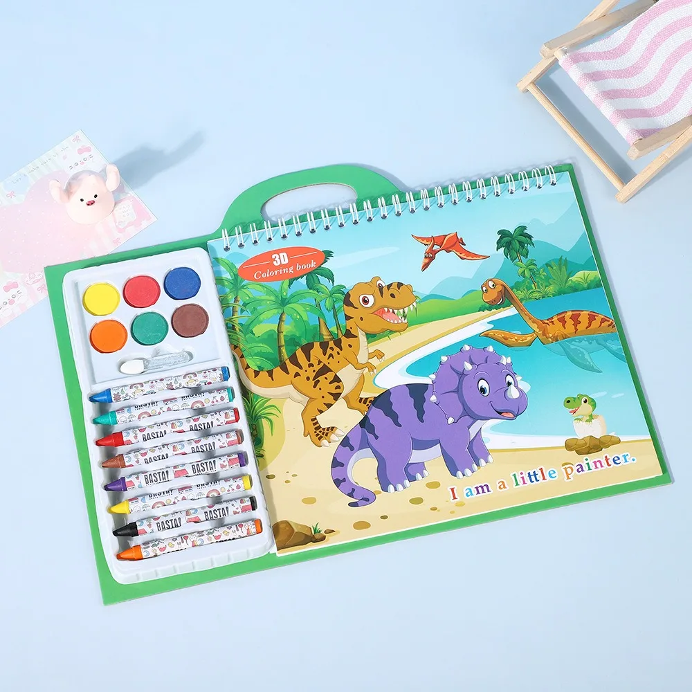 Cartoon Puzzle Crayon Watercolor Book Set Educational Astronauts Coloring Book Painting Book Children