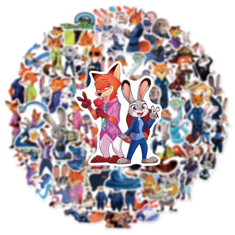 

10/30/50pcs Cartoon Disney Zootopia Stickers Decals for Kids Toy Suitcase Phone Guitar Diary Cute Judy Nick Anime Animal Sticker