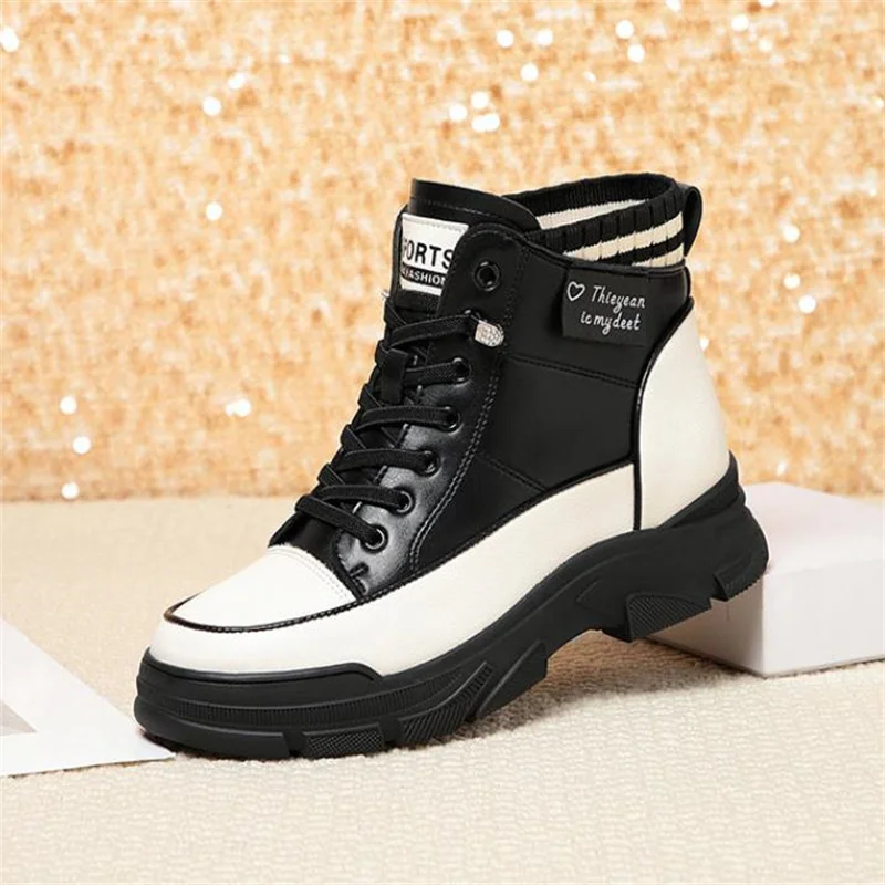 Winter High Top Chunky Warm Women Boots New Plus Velvet Cotton Shoes Side Zipper Causal Soft sneakers Ankle Short Boot 35- 40