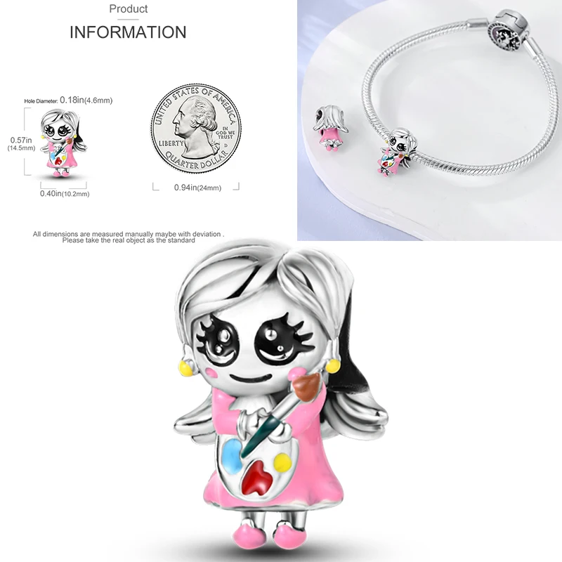 2026 Neuer Rosa Charm aus 925 Sterling Silber, Herz-Schleife-Parfüm-Rosen-Perlenanhänger, passend für europäische Armbänder, DIY, romantisches Geschenk für Frauen – Detail 15