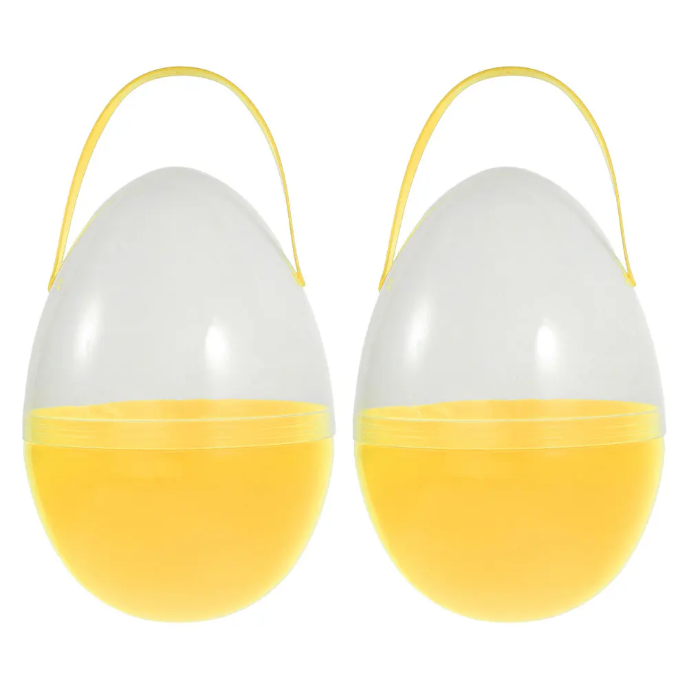 

2 pc 25cm Easter Eggs Clear Plastic Fillable Balls Portable Basket with Handle Decorative Containers for Party