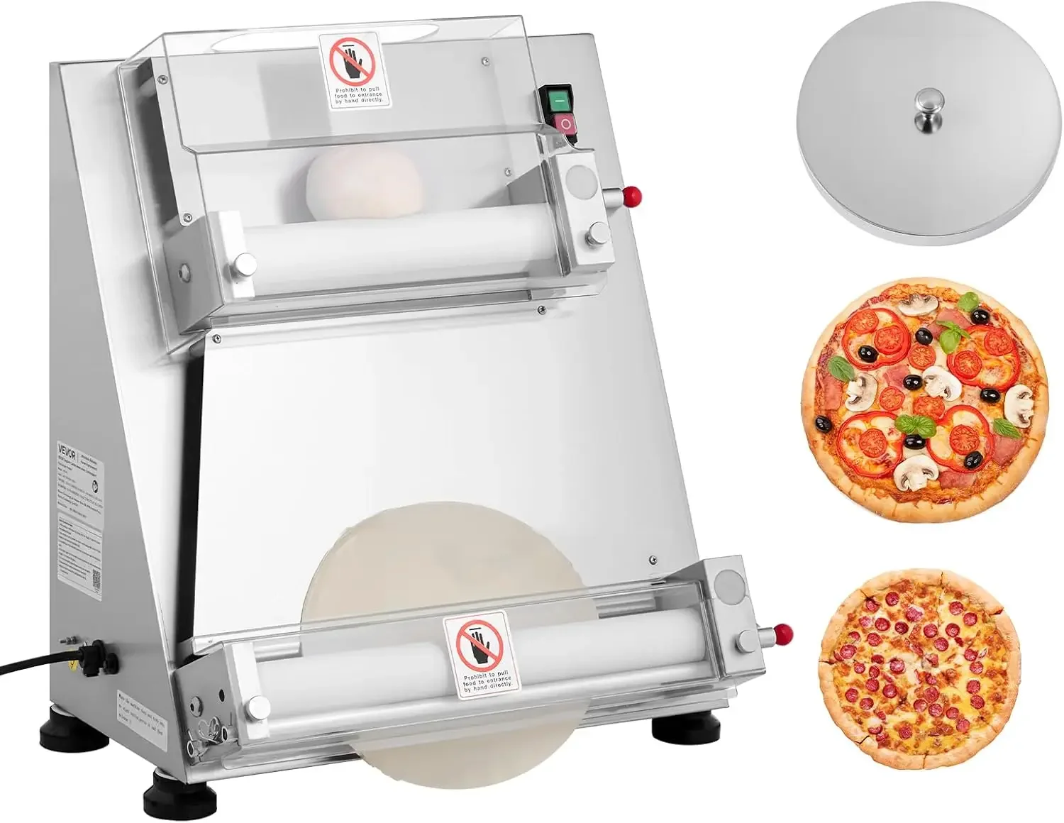 Pizza Dough Roller Sheeter 3 16 Inch Semi automatic Stainless Steel Pizza Press Commercial Electric 390W Pasta Maker Machine