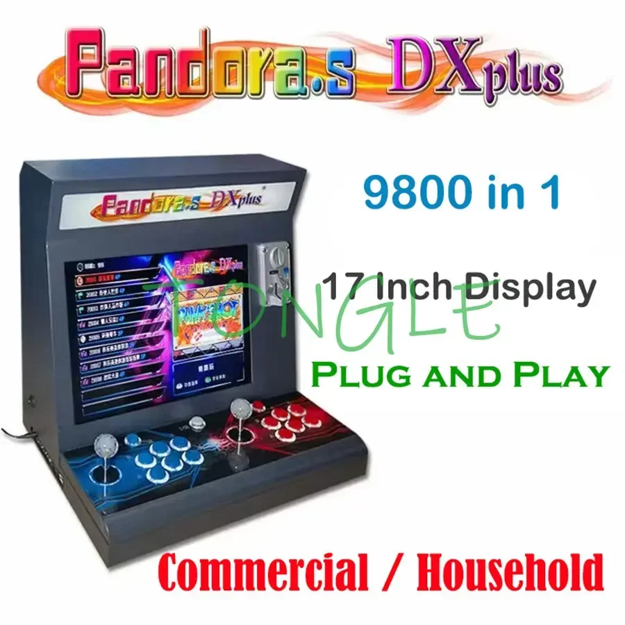 Pandora SAGA-Mini Cabinet Machine, Arcade Console, Joystick Button, Coin Acceptor, WiFi, 9800 Games, 17Inch, 2 Players