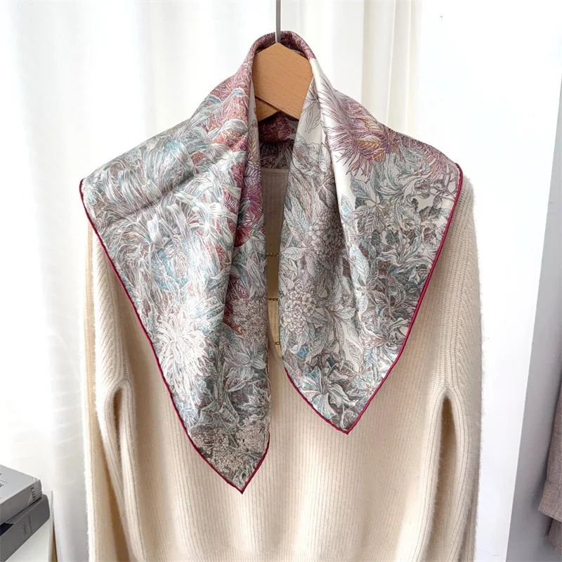 AB الوجهين الحرير وشاح الرأس 65 سنتيمتر المصممين الفاخرة ساحة عصابات النساء الملابس حقيبة اكسسوارات عاشق هدية الكريسماس #3