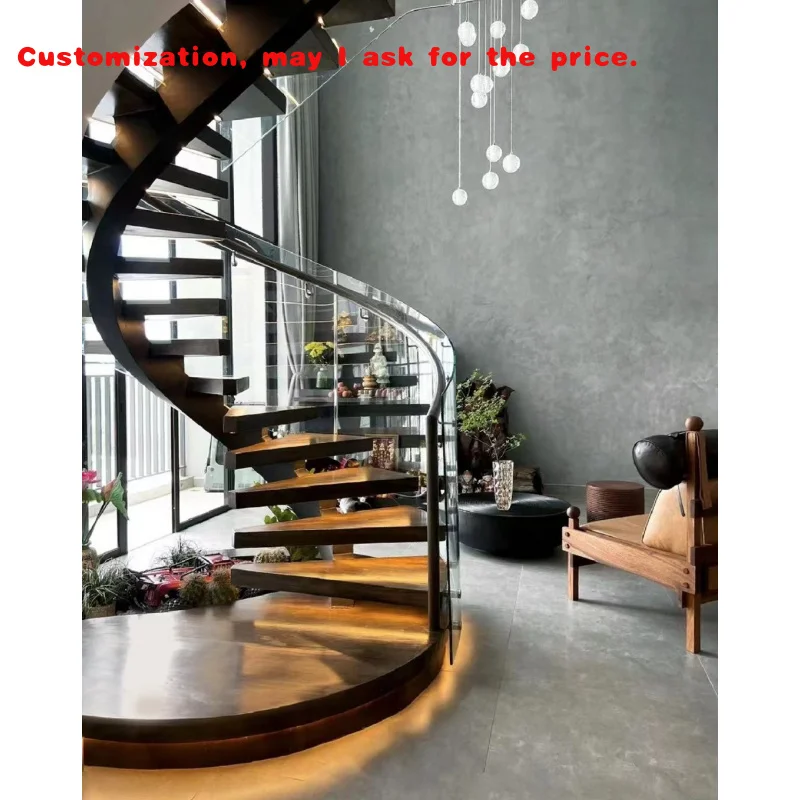 

custom.Indoor 2026 Metal Rotating Solid Wood Stairs Staircase