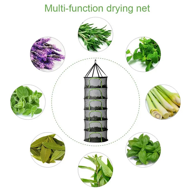 2-8 Layers Folding Dry Rack Drying Net for Herbs Fish Hanging Basket Herb Vegetable Dryer Bag Mesh Flowers Buds Plants Organizer