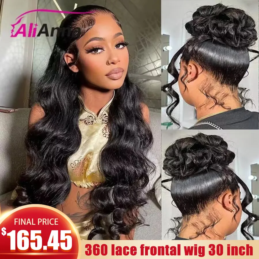 Body Wave Lace Front Wig 360 Full Lace Wig Human Hair Pre Plucked 32 34 30 Inch Lace Front Wig Human Hair 13x6 High Ponytail