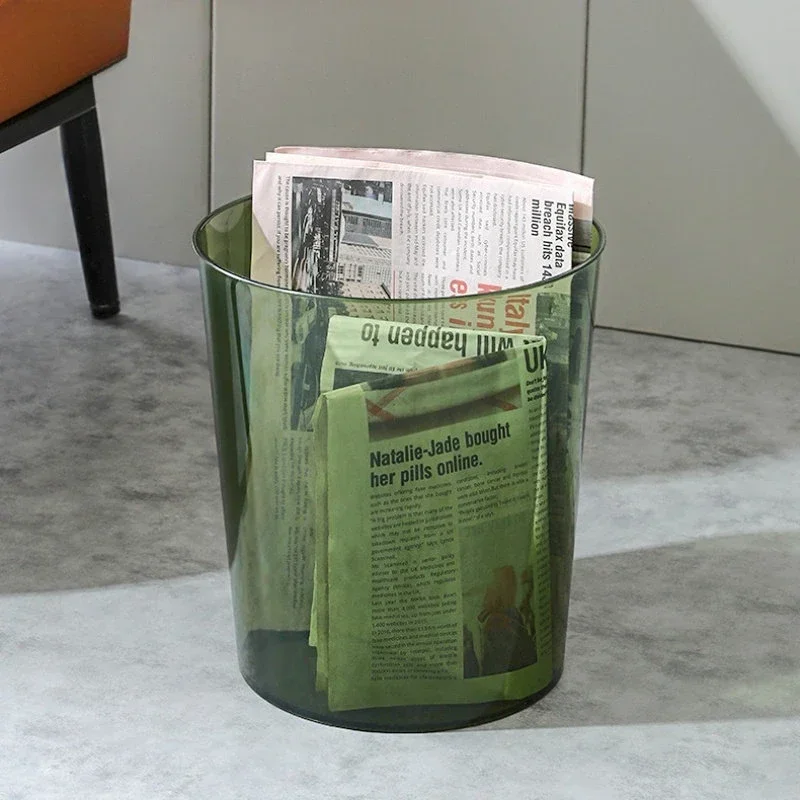 Luxury Transparent Trash Can Without Lid Garbage Bin Home Office Rubbish Nordic Garbage Container Waste Basket Kitchen Dustbin