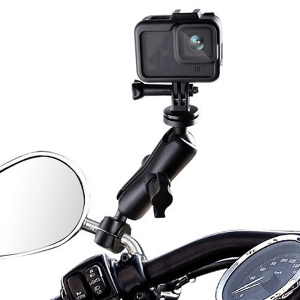 

360° Rotating Action Camera Bracket Holder Universal Black Action Camera Stand Sturdy Adjustable Rearview Mirror Camera Bracket