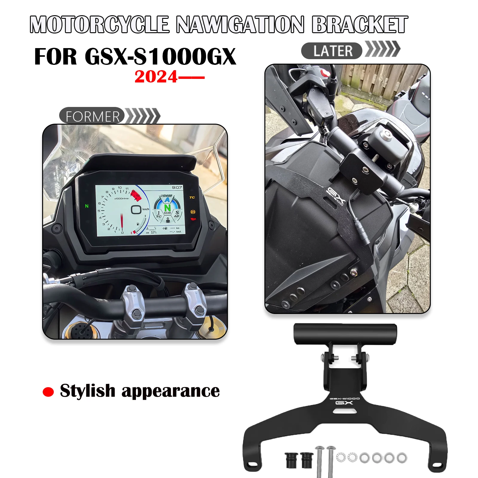 

Для GSX-S1000GX 2024 2025 лобовое стекло GPS-навигатор кронштейн навигация лобовое стекло GPS держатель аксессуары для мотоциклов