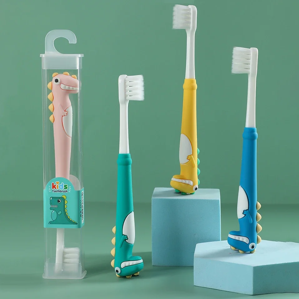 

Мягкие стоматологические инструменты для здравоохранения, прорезыватели, щетка для зубов, детская зубная щетка с милым кавайным мультяшным динозавром для маленьких детей, товары для мальчиков и девочек