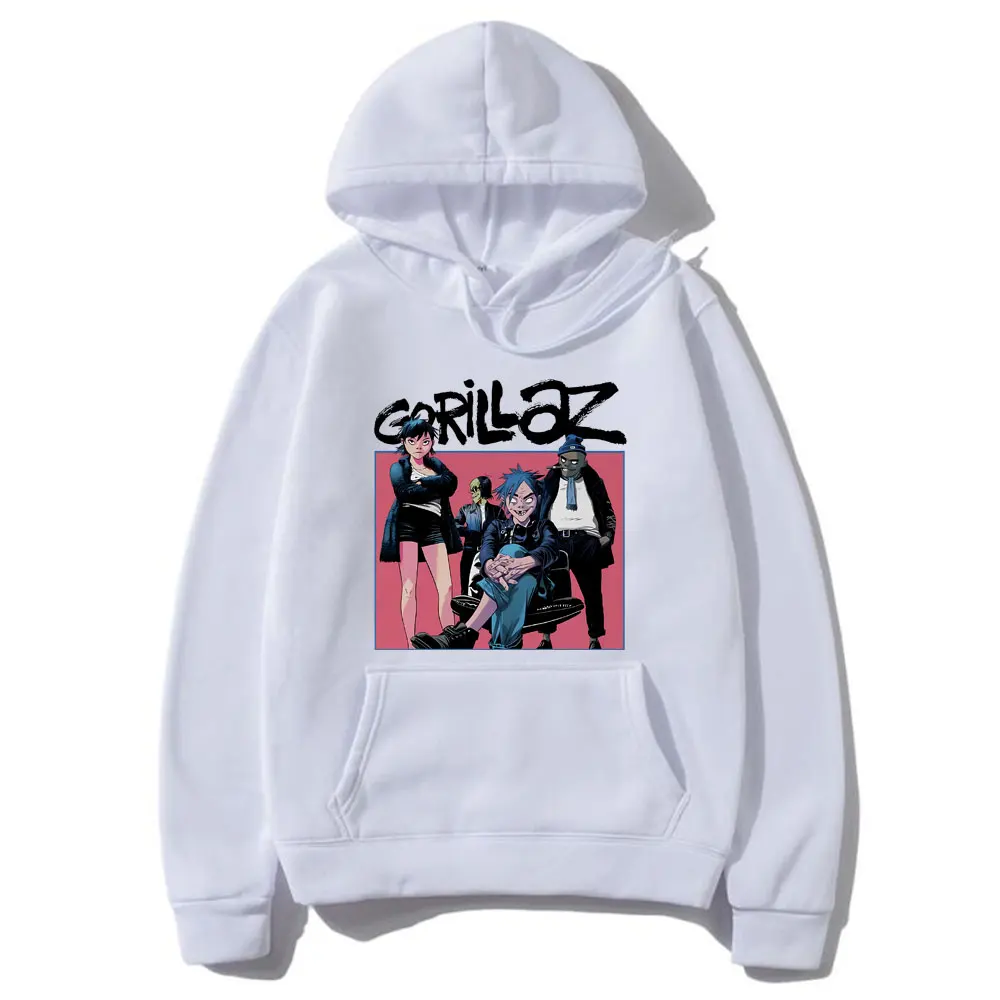 Brytyjskie wirtualne zespoły Gorillaz bluza z kapturem jesienno-zimowa męska bluza w stylu kreskówki w stylu Vintage męska bluza z kapturem Hip Hop