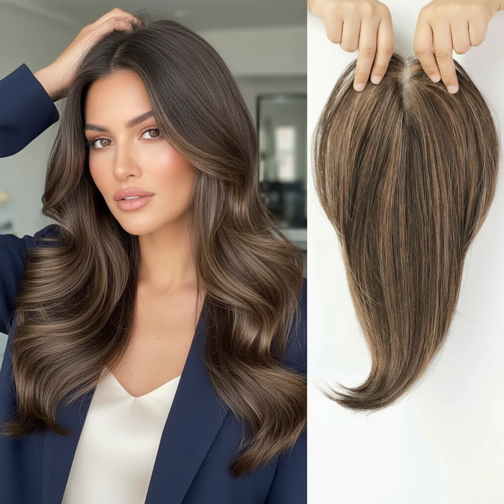 雲のように軽い100-人毛ヘアピース--クリップインウィッグ--通気性のあるヘアピース--マルチカラー--卸売-格安