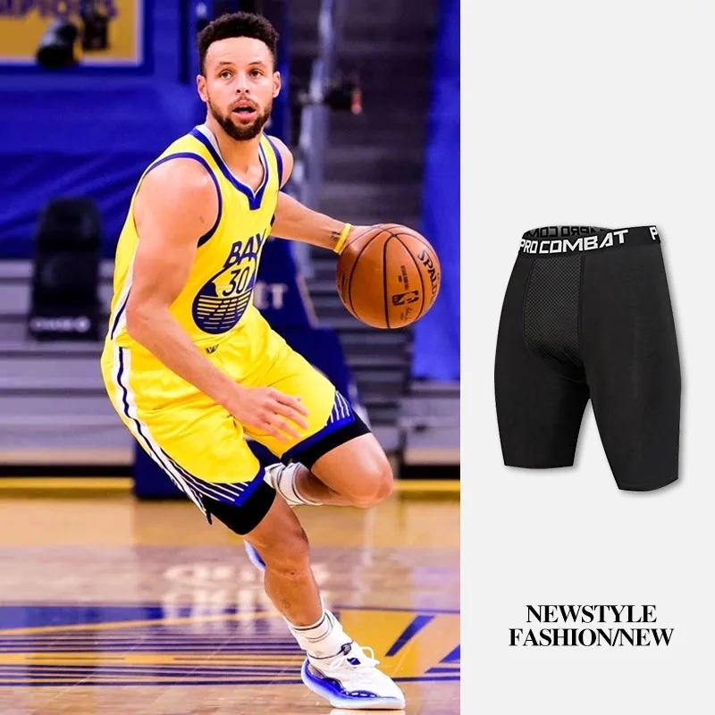 Basketball 7-point Tights Men's Sports Fitness Five-point White Training Pants Compressed High Elastic Quick-drying Leggings