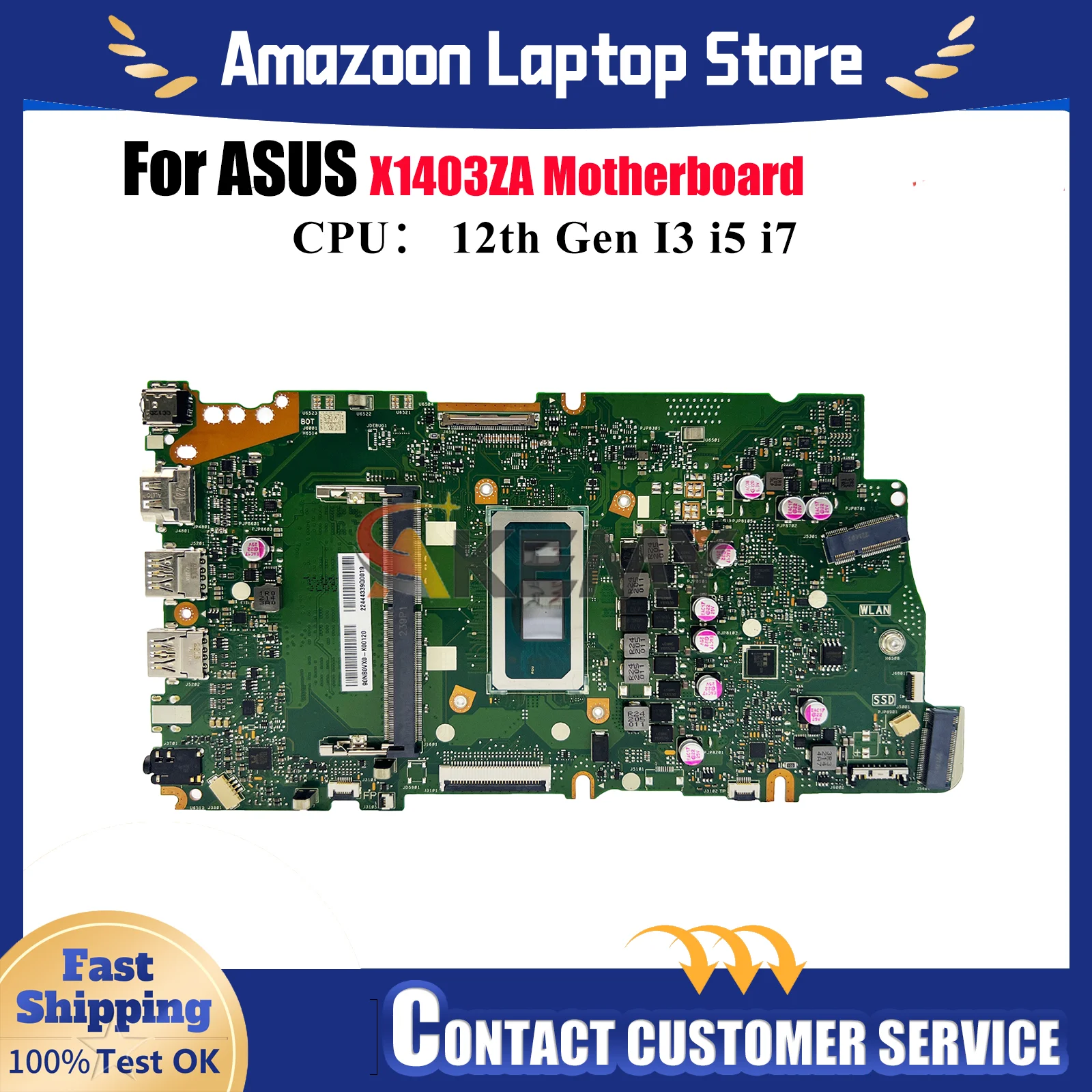 

X1403ZA Laptop Motherboard For ASUS VivoBook X1403Z X1403ZA Notebook Mainboard With 12th Gen I3 i5 i7 100% tests OK fast ship