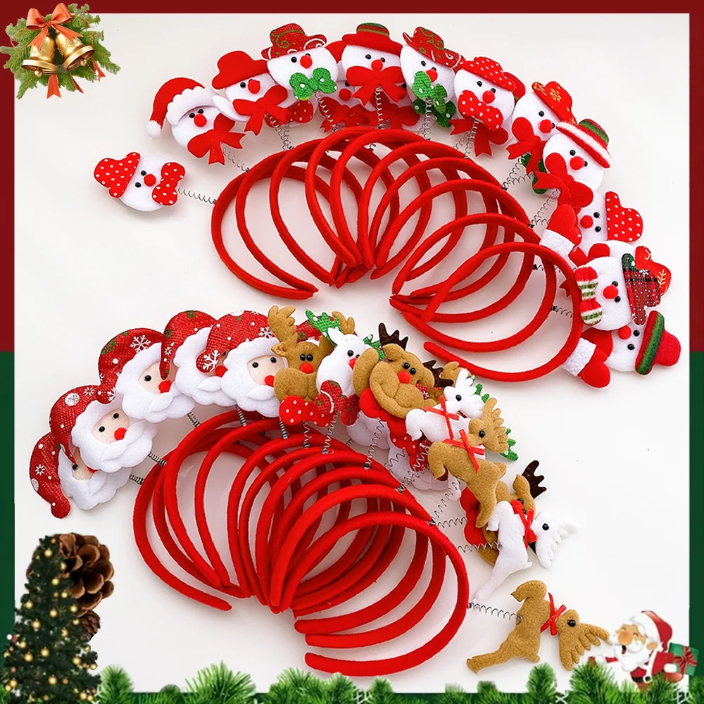 

Рождественские элементы, дизайнерская повязка на голову с изображением снеговика Санта-Клауса, оленей, подходит для подарков милых девочек