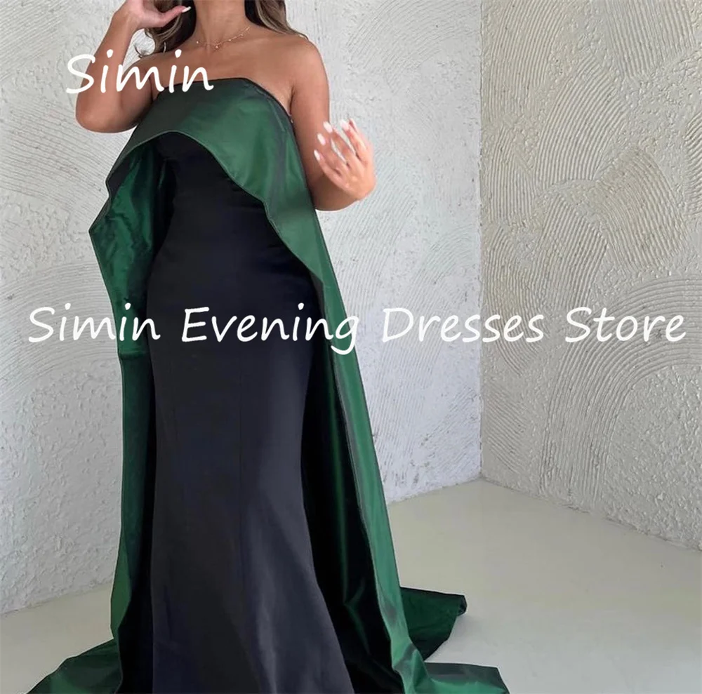 Simin-vestido de satén de sirena sin tirantes para mujer, traje Formal con volantes de Arabia, largo hasta el suelo, elegante, para fiesta de noche, 2023