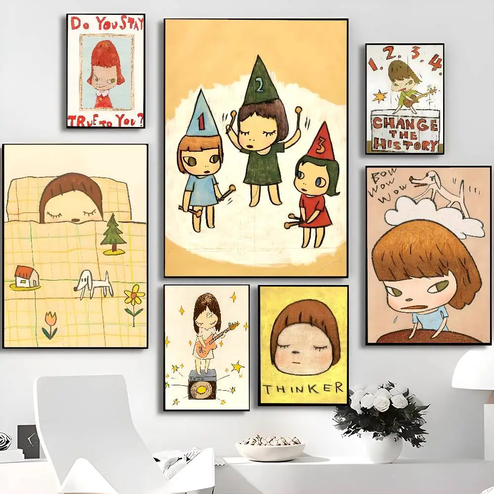 Y-Yoshitomo-Nara Eerie-Cute Classic Anime Poster Waterproof Paper Sticker Coffee House Bar Room Wall Decor