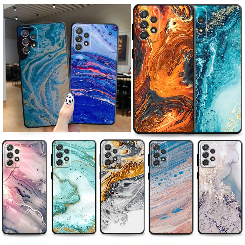 Fashion Marble Pattern Phone Case for Samsung Galaxy A23 A21s A13 A33 A72 A22 A71 A31 A51 A32 A52 A53 A14 Bag Black Soft Cover