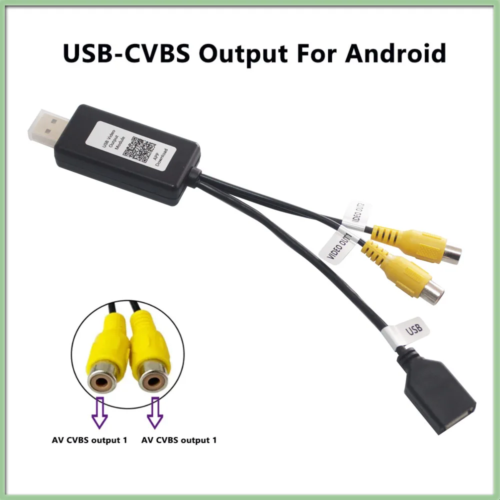 

Plug and Play USB-CVBS Video Output Adapter 2 CVBS Output To RCA Cable DC 5V For Android Multimedia Player and Android TV Player