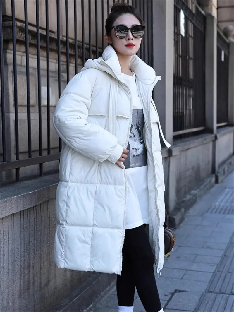 2024 New Temperament Down Cotton Jacket For Women Thickened Medium Long Loose Korean Version Winter Coat With Hood Parka  K2549