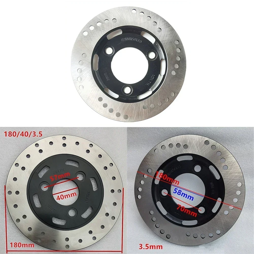 Rotor de freio a disco de aço inoxidável para motocicleta, espaçamento grosso do furo, bicicleta elétrica, 3 furos, 180mm, 70mm, 3.5mm