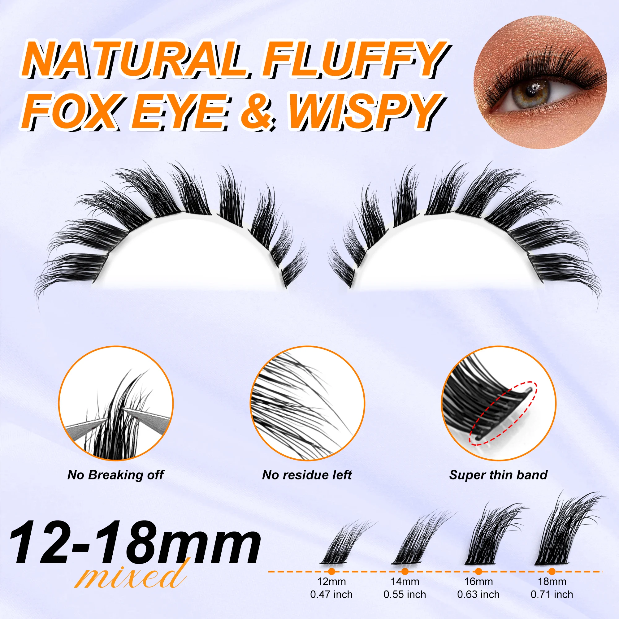 LAKANAKU 3D Puszyste Kępki Rzęs Efekt Lisiego Oka do Samodzielnego Wykonywania Makijażu Kociego Oka z Efektem Podnoszenia do Codziennego Makijażu