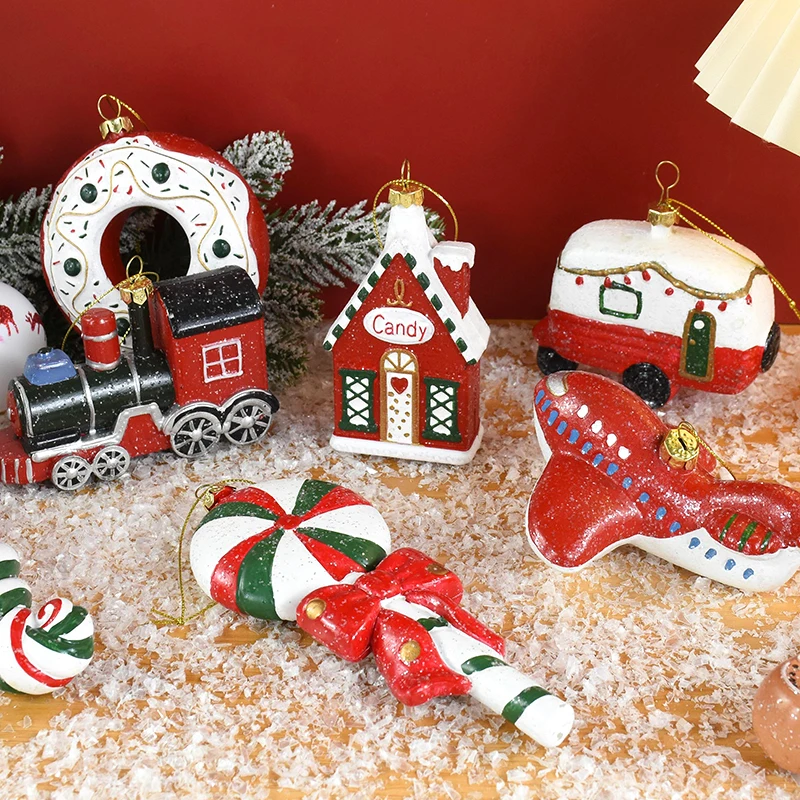 

2pcs Car Santa Snowman Elk Xmas Tree Pendant Christmas Tree Ornaments Decorations For Home Noel Gifts New Year 2024 Navidad