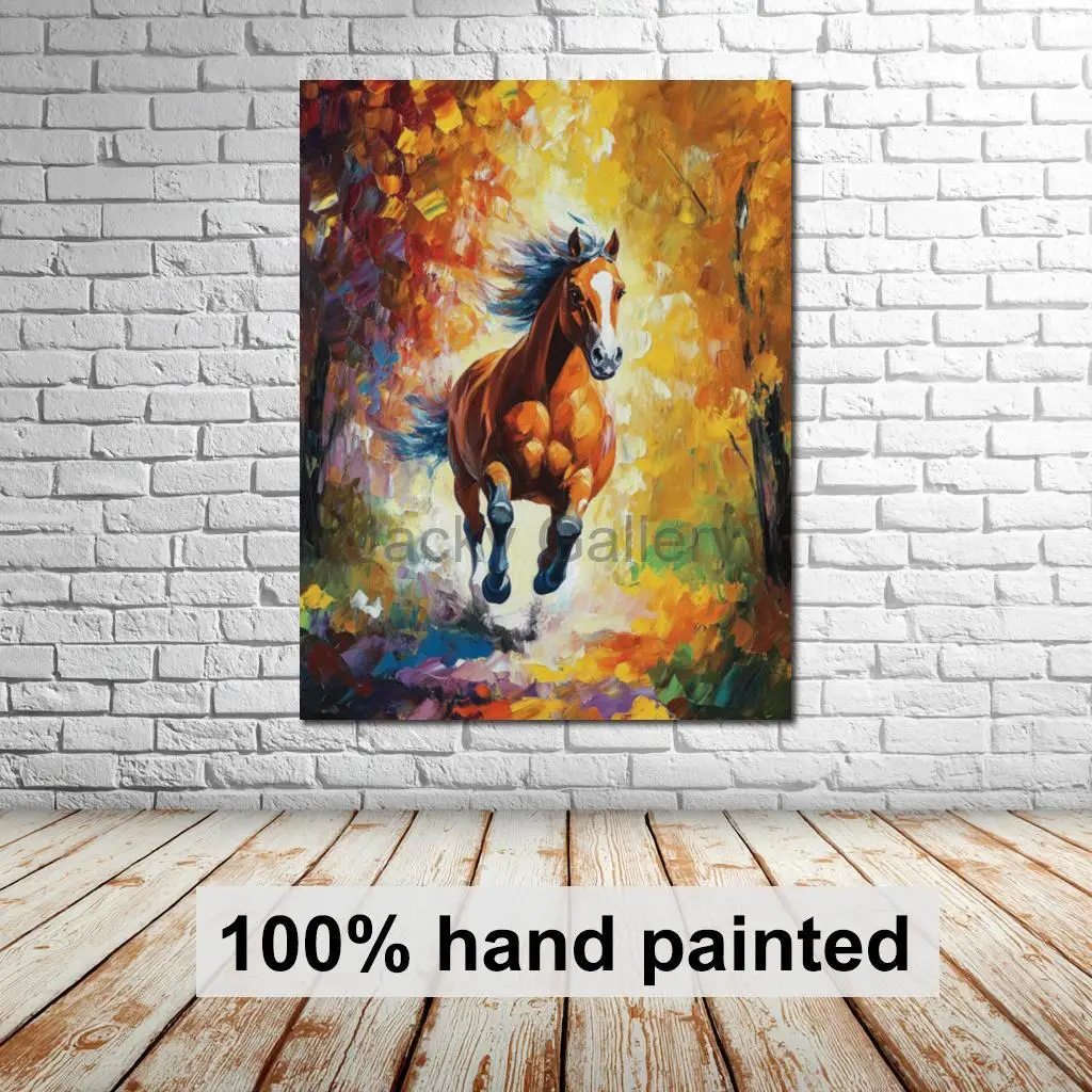 

Palette Knife Horse Painting Textured Abstract Equine Art Hand Painted Oil Canvas Artwork for Modern Office & Study Decor
