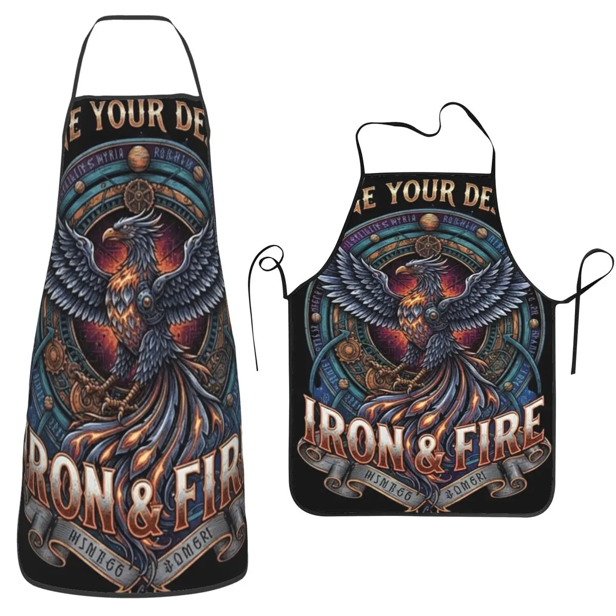 Forge Your Destiny Iron And Fire Phoenix Design Apron Chef Baking Tablier Waterproof Bib Kitchen Cleaning Pinafore Gardening
