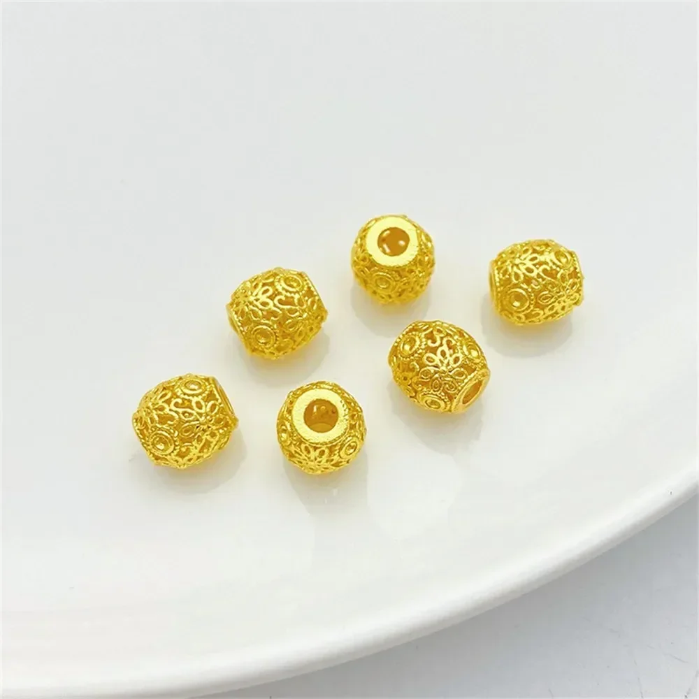 الرمال الذهب نمط جوفاء من خلال ثقب الخرز فضفاض الخرز اليدوية سوار ذاتي الصنع قلادة مجوهرات المواد الملحقات #5