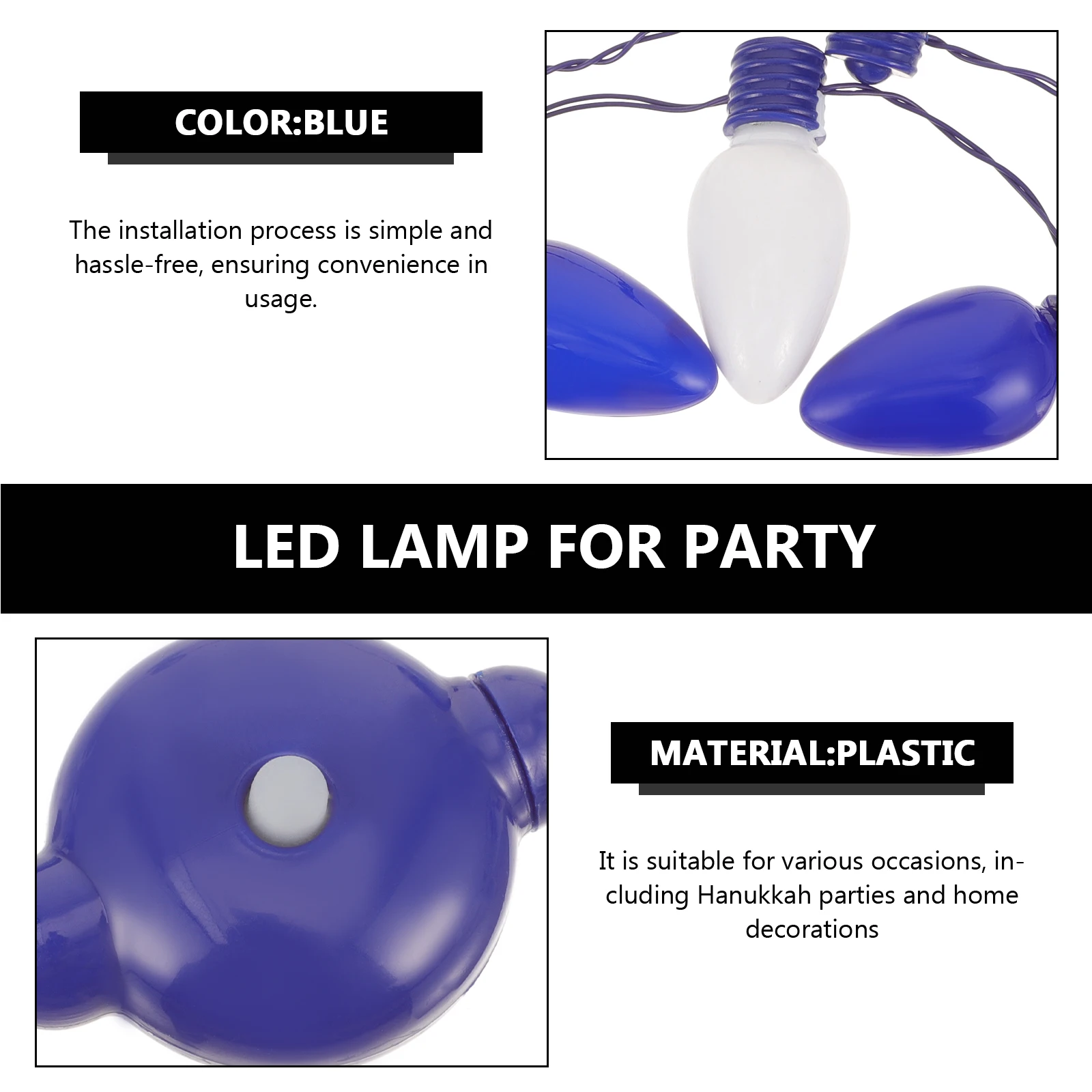 

Led Hanukkah Lamp Bulb Necklace Decorative Light Hanging Lantern Party Favor Holiday Decoration Bright Plastic For