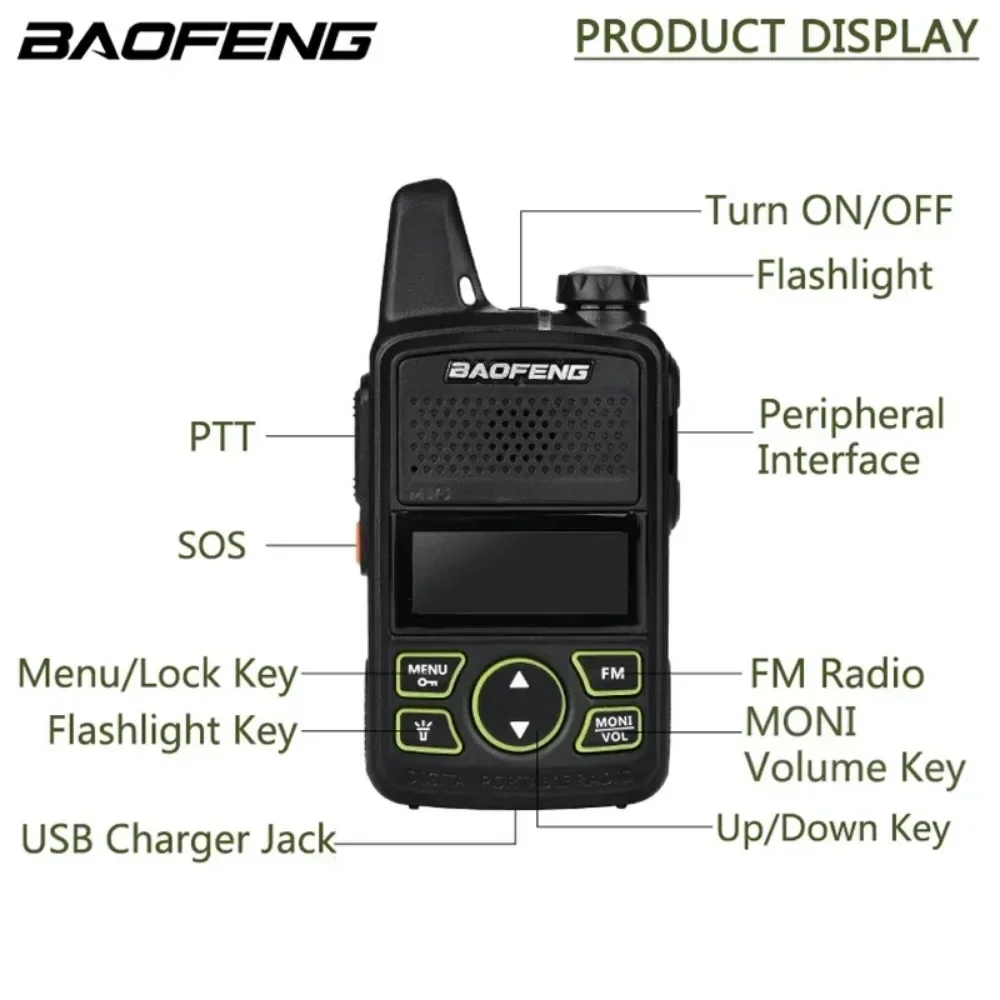 Baofeng BF-T1 MINI Walkie Talkie Kids Woki Toki USB зарядное устройство детский домофон HF трансивер переносной CB любительские радиостанции UHF передатчик