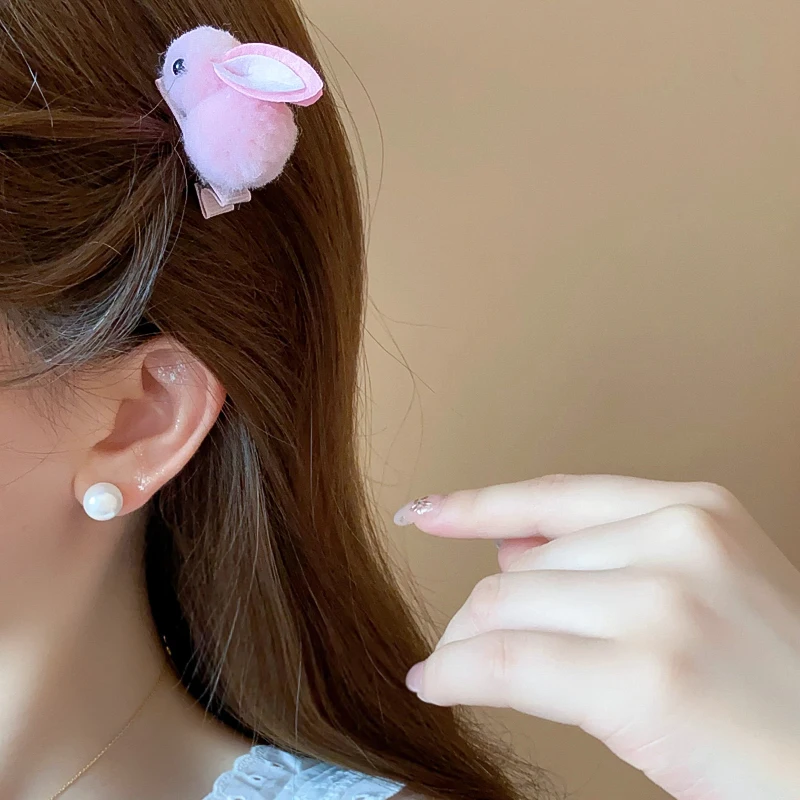 1/2/10 Pcs Mini Cute Plush Rabbits Animal Duckbill Hair Clips for Women Personality Fringe Hair Pins Fashion Accessories Sets