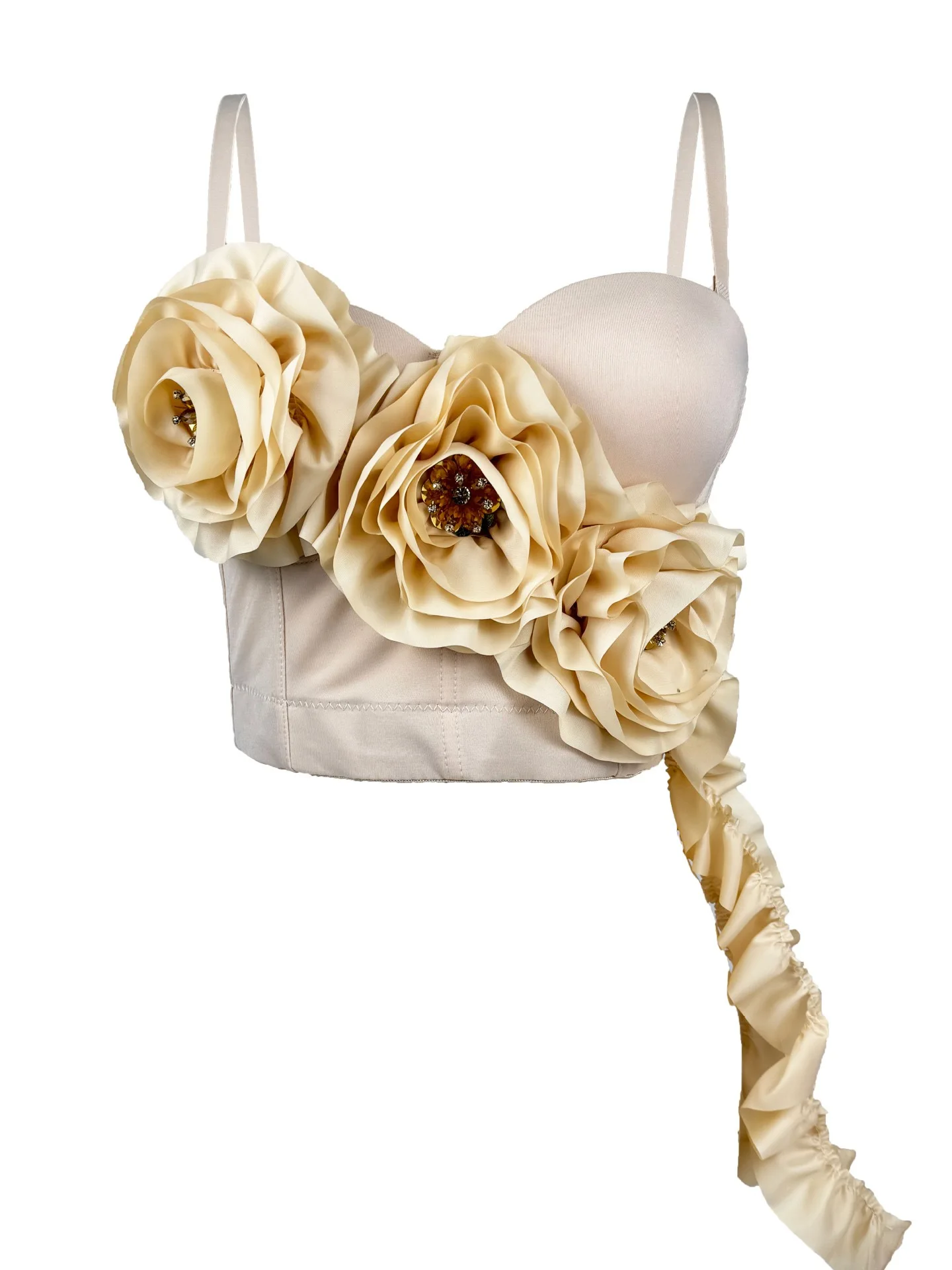 Elegant floral tassel with sparkling diamonds, a high-end, versatile, simple corset, a stylish corset