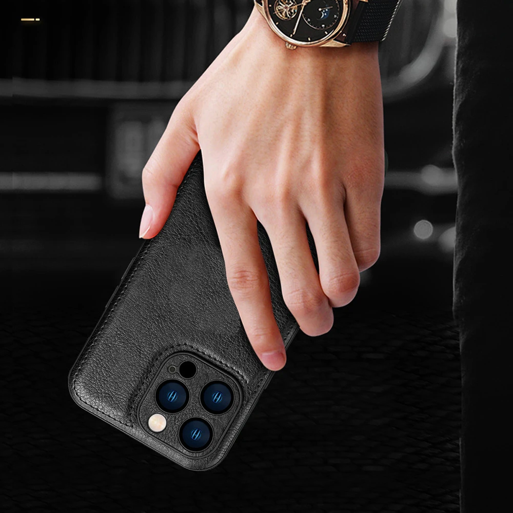 Premium Luxury Leather Phone Case For iPhone 17Air 16 15 14 13 12 11 Pro Max XS XR 7 8 Camera Protection Shockproof Back Cover - náhled 6